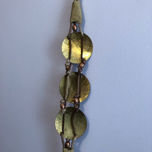 VINTAGE Hammered Brass Circle Knot Rope Belt Gold Statement Waist Hip Boho Gypsy main image 2